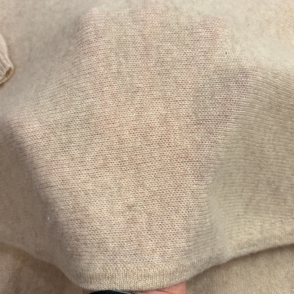 Elorie 100% cashmere turtleneck sweater longer length rounded hemline oatmeal M - Picture 6 of 7